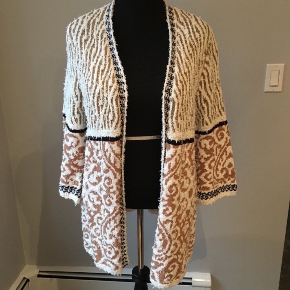 Chico’s cream/gold/black 3/4 sleeve cardigan- 2